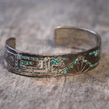 Vintage Sterling Turquoise Inlay Cuff