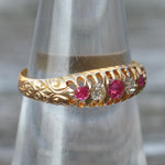 18K Gold Ruby and Diamond Victorian Ring 7