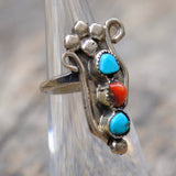 Vintage Sterling Turquoise Coral Ring 4