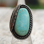 Vintage Sterling Turquoise Feather Ring 6