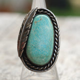 Vintage Sterling Turquoise Feather Ring 6