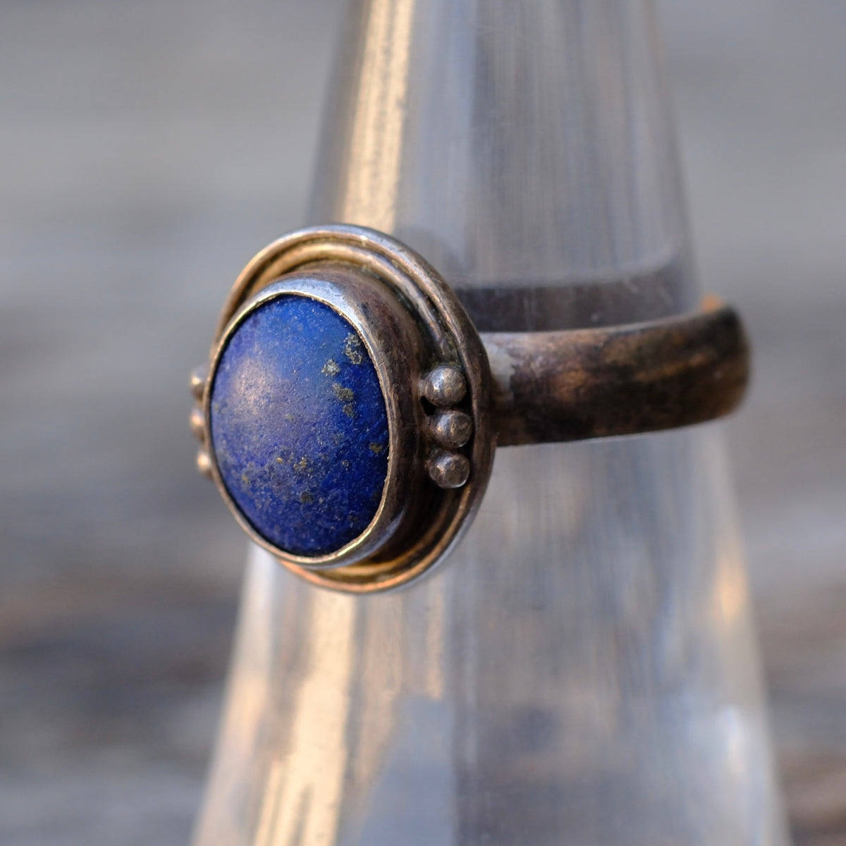Vintage Sterling Lapis Ring 6.5