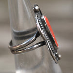 Vintage Sterling Coral Ring 5.5