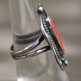 Vintage Sterling Coral Ring 5.5