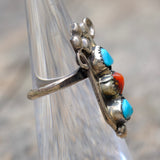 Vintage Sterling Turquoise Coral Ring 4