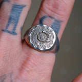 Vintage Sterling Aztec Calendar Ring 12.75