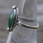 Vintage Sterling Malachite Feather Ring 6.25