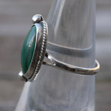 Vintage Sterling Malachite Feather Ring 6.25