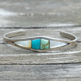 Vintage Sterling Multistone Inlay Cuff