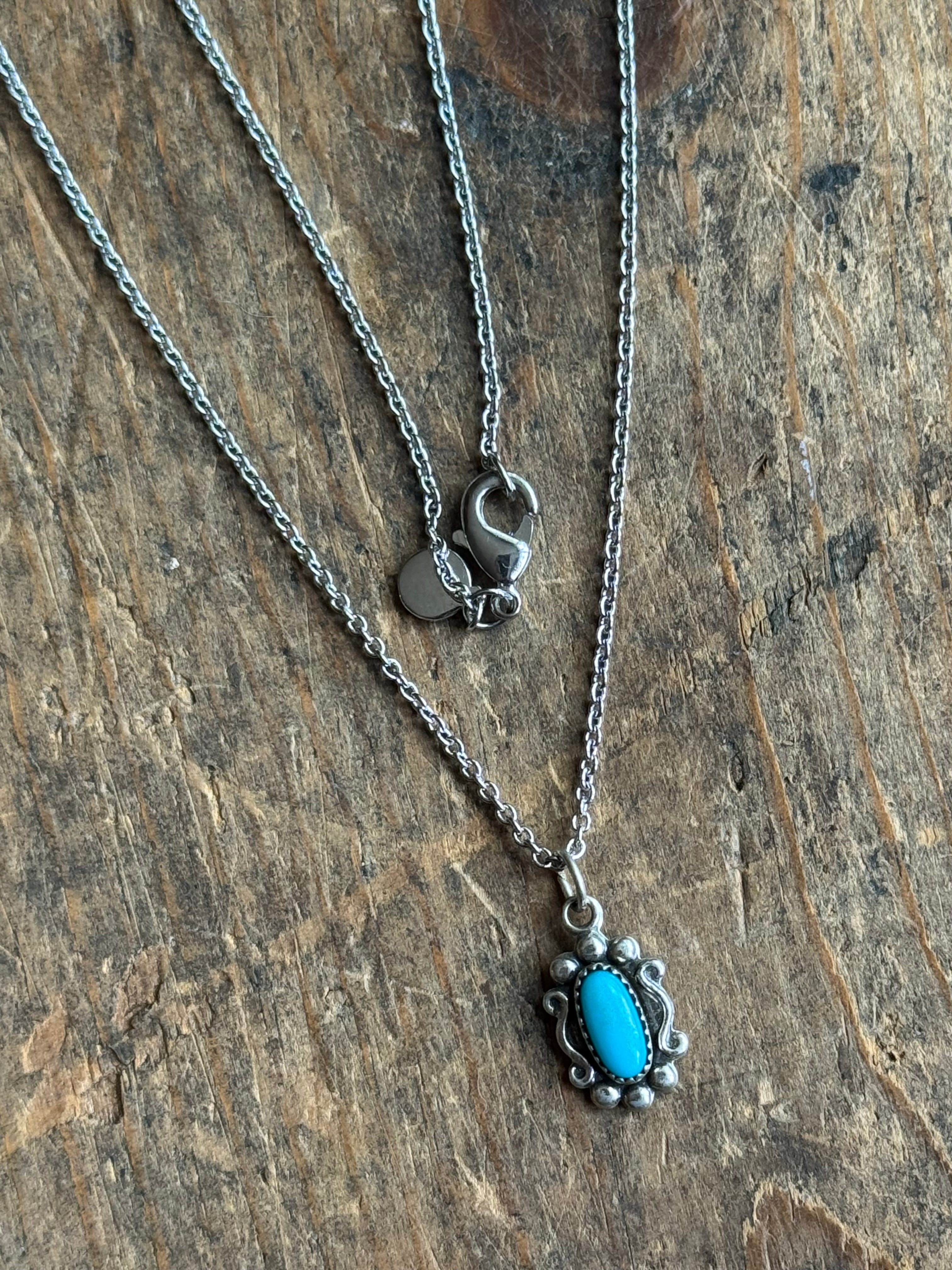 Vintage Sterling Silver Framed Turquoise Necklace