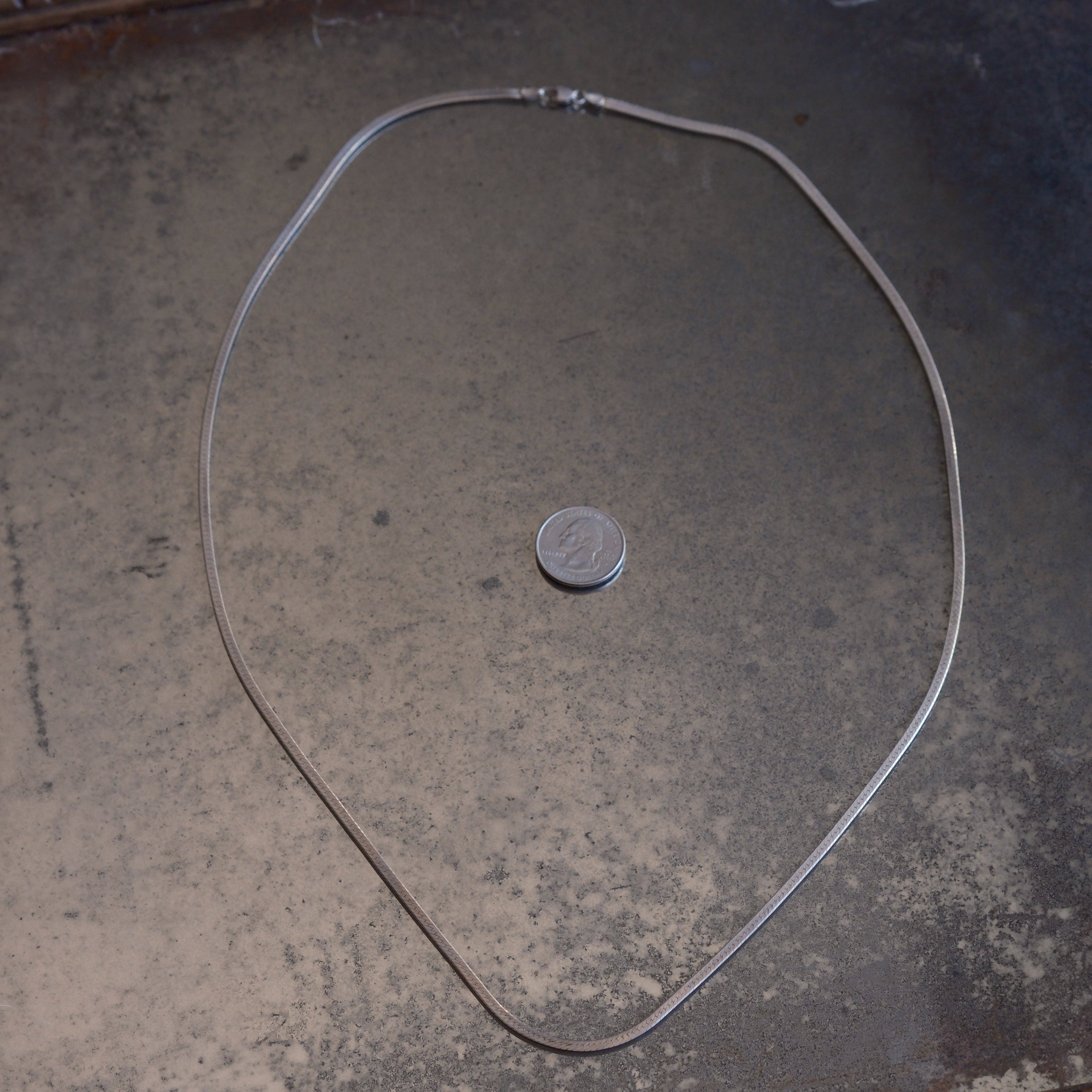 Vintage Sterling Silver Herringbone Necklace 30"