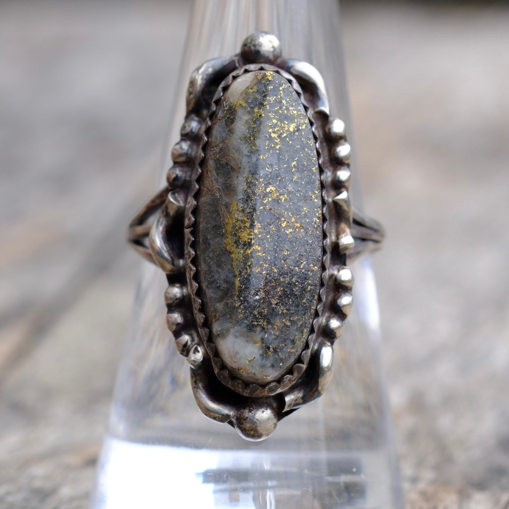 Vintage Sterling Agate Ring 8.25