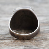 Vintage Sterling Crushed Turquoise and Coral Inlay Ring 8.25