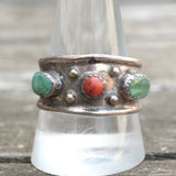 Vintage Sterling Turquoise and Coral Band 12