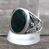 Vintage Sterling Abalone Thunderbird Ring 12.75