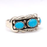 Vintage Sterling 3-Stone Turquoise Ring 10.5