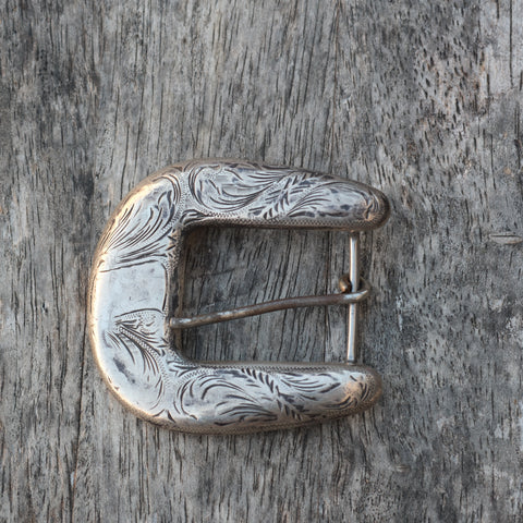 Vintage Sterling Western Silversmiths Hand Engraved Belt Buckle