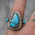 Vintage Sterling Turquoise Inlay Ring 6