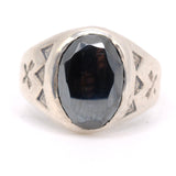 Vintage Sterling Hematite Stamped Arrows Ring 9.75
