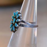 Vintage Sterling Turquoise Cluster Ring 6