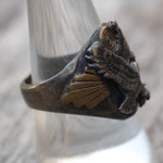 Vintage Sterling and Copper Eagle Ring 8.5