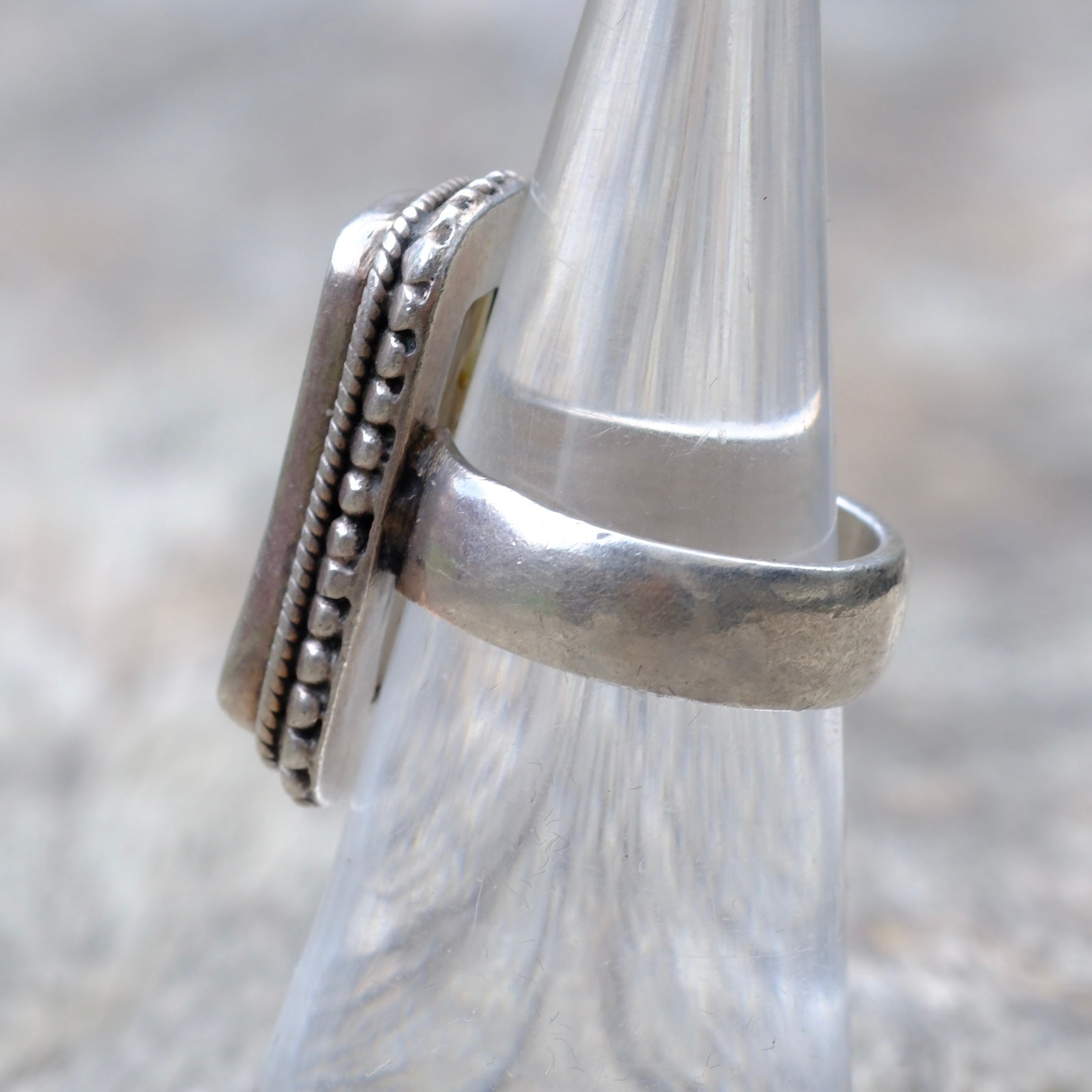 Vintage Sterling Silver Chunky Abalone Ring 6