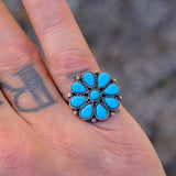 Vintage Sterling Turquoise Cluster Ring 6.5