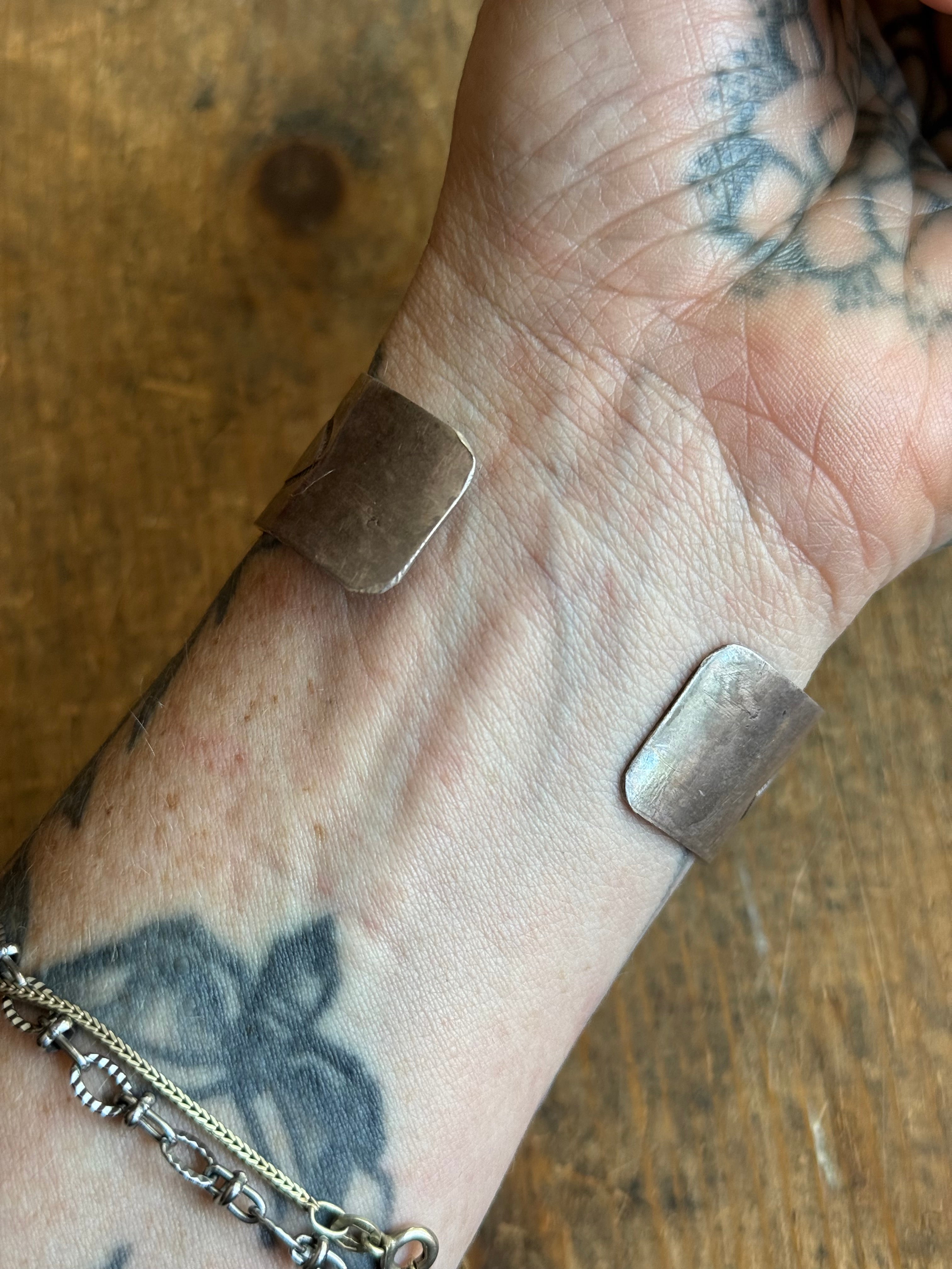 Vintage Sterling Silver Stamped Turquoise Cuff