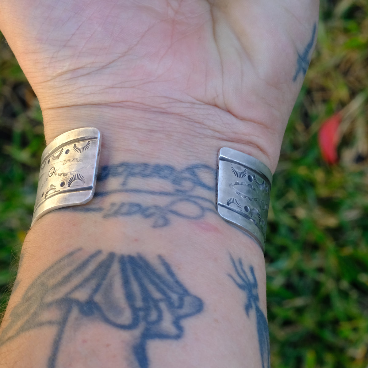 Sterling Pilot Mountain Stamped Cuff Bracelet