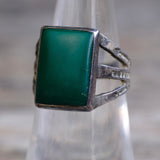 Vintage Sterling Older Turquoise Stamped Band Ring 6