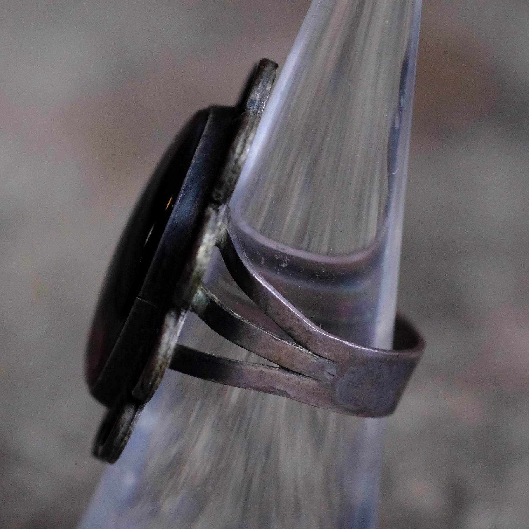 Vintage Sterling Petrified Wood Florette Ring 6