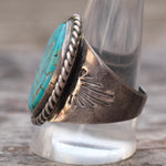 Vintage Sterling Turquoise Stamped Band Ring 11.75