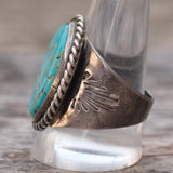 Vintage Sterling Turquoise Stamped Band Ring 11.75