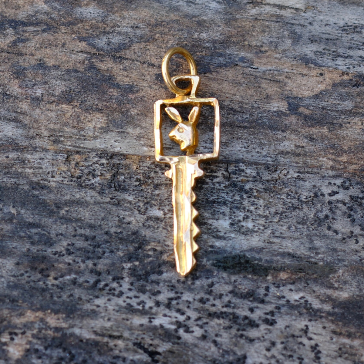 Vintage 14K Gold Playboy Key Charm .75"
