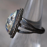 Vintage Sterling Lapis Roper Ring 6.75