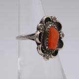 Vintage Sterling Coral Florette Ring 4.25