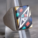 Vintage Sterling Zuni Inlay Ring 11 stamped EO