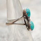 Vintage Sterling Turquoise Feather Ring 6.75
