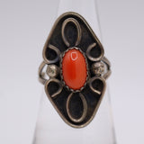 Vintage Sterling Coral Ring 5.5