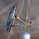 Vintage Sterling Turquoise Roper Ring 6.75