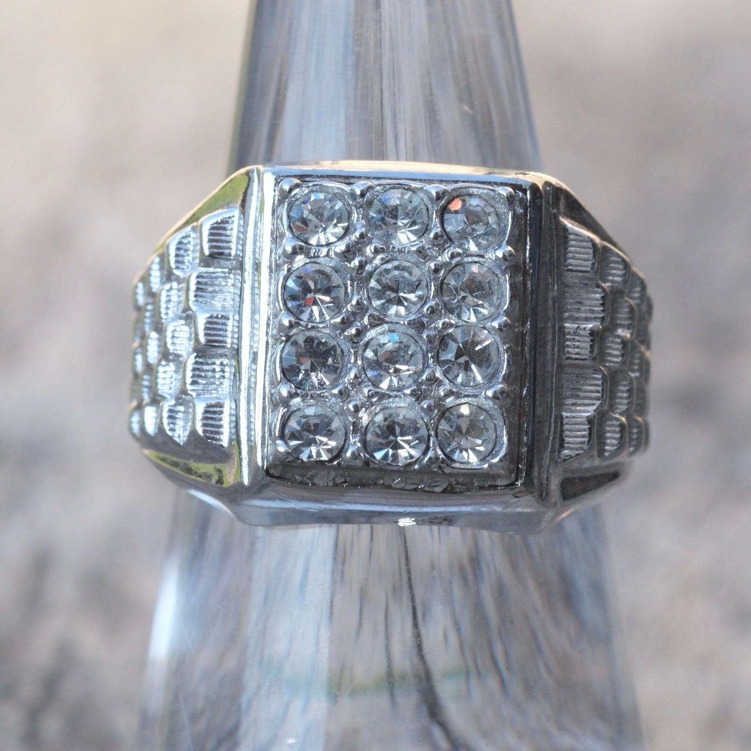 Vintage Sterling CZ Signet Ring 6