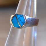 Vintage Sterling Turquoise Inlay Band Ring 6