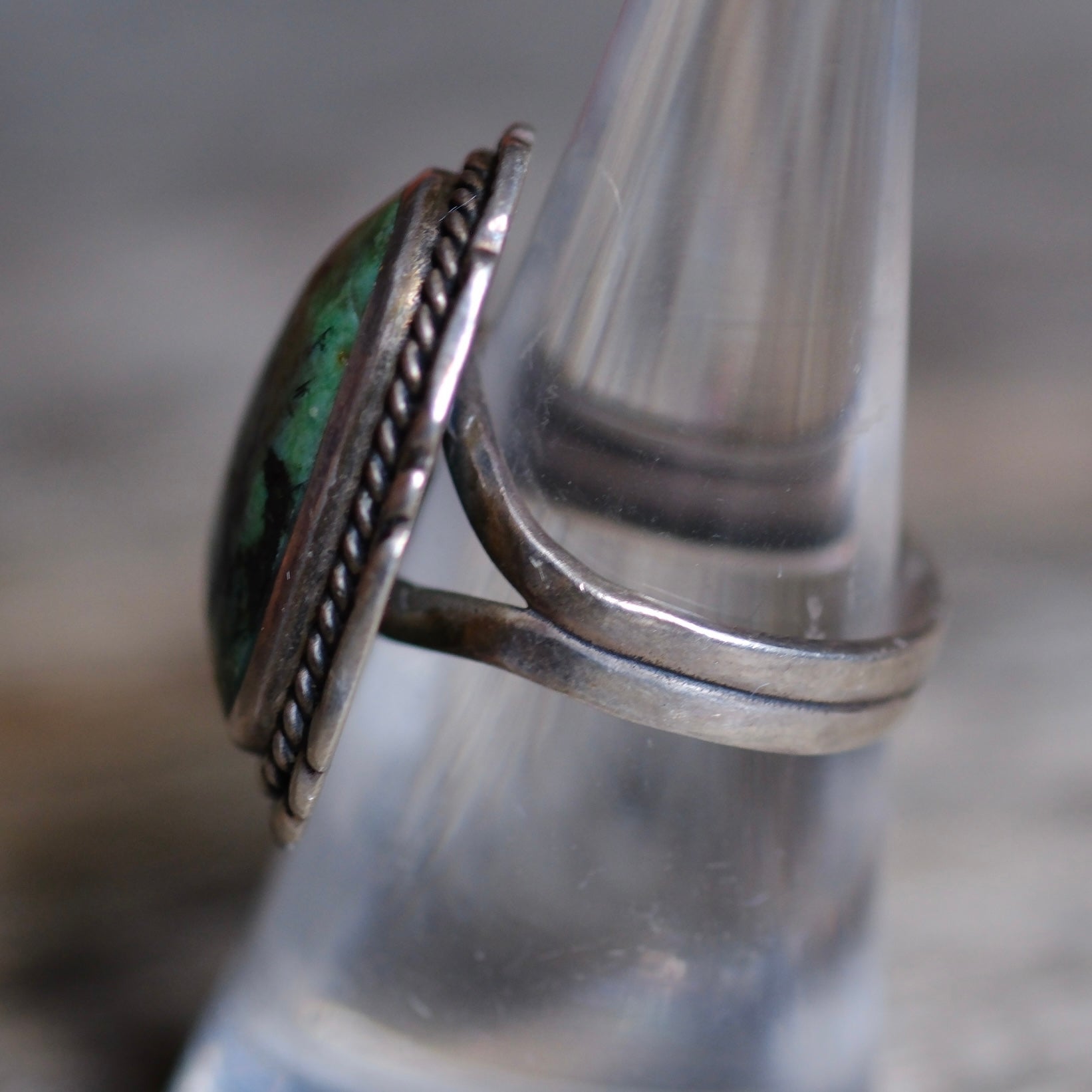 Vintage Sterling Turquoise Roper Ring 7