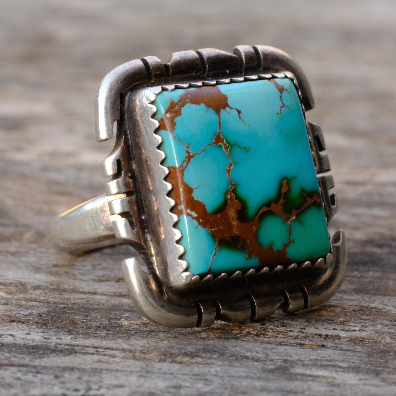 Vintage Sterling Silver Turquoise Ring 6.5