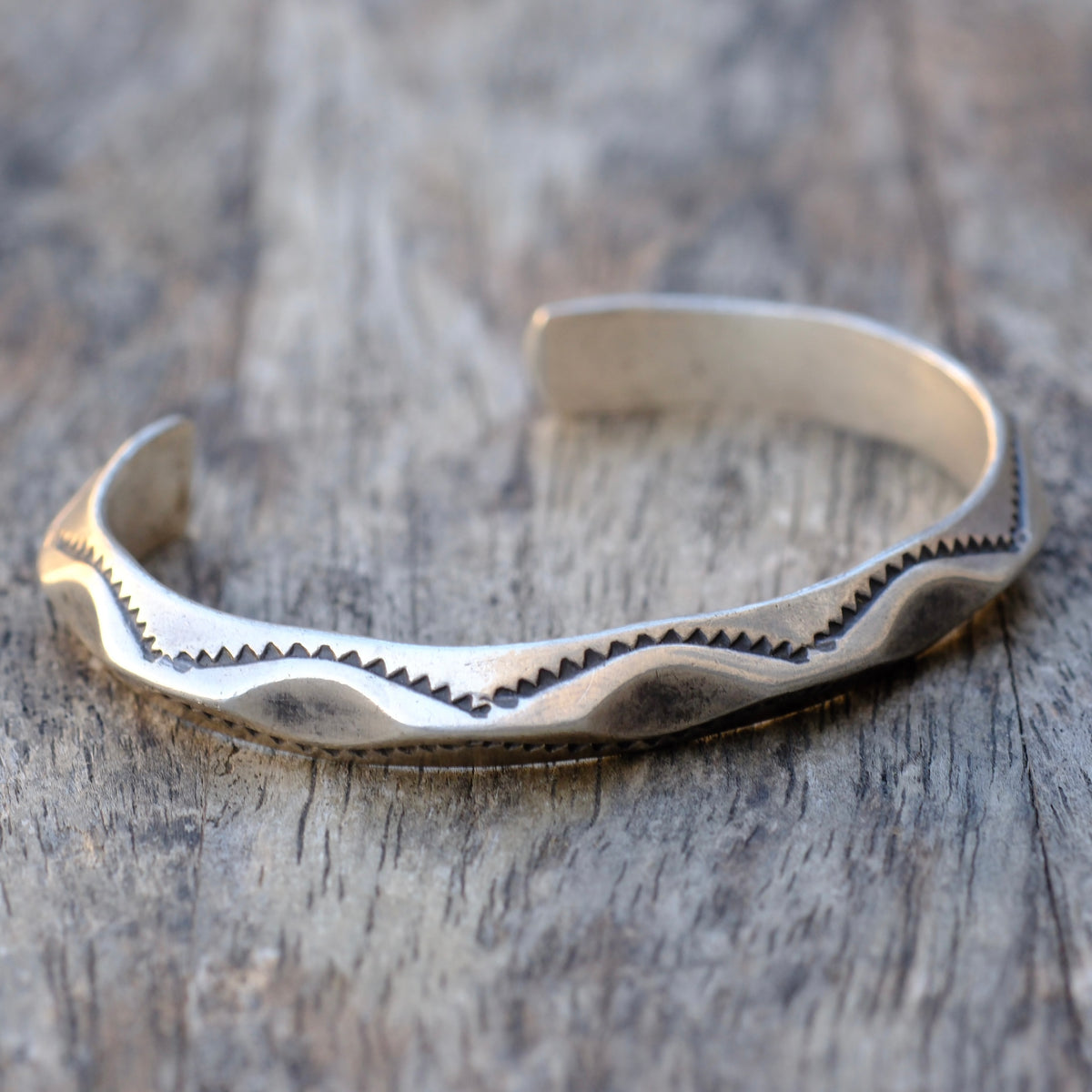 Vintage Sterling Silver Stamped Cuff Bracelet