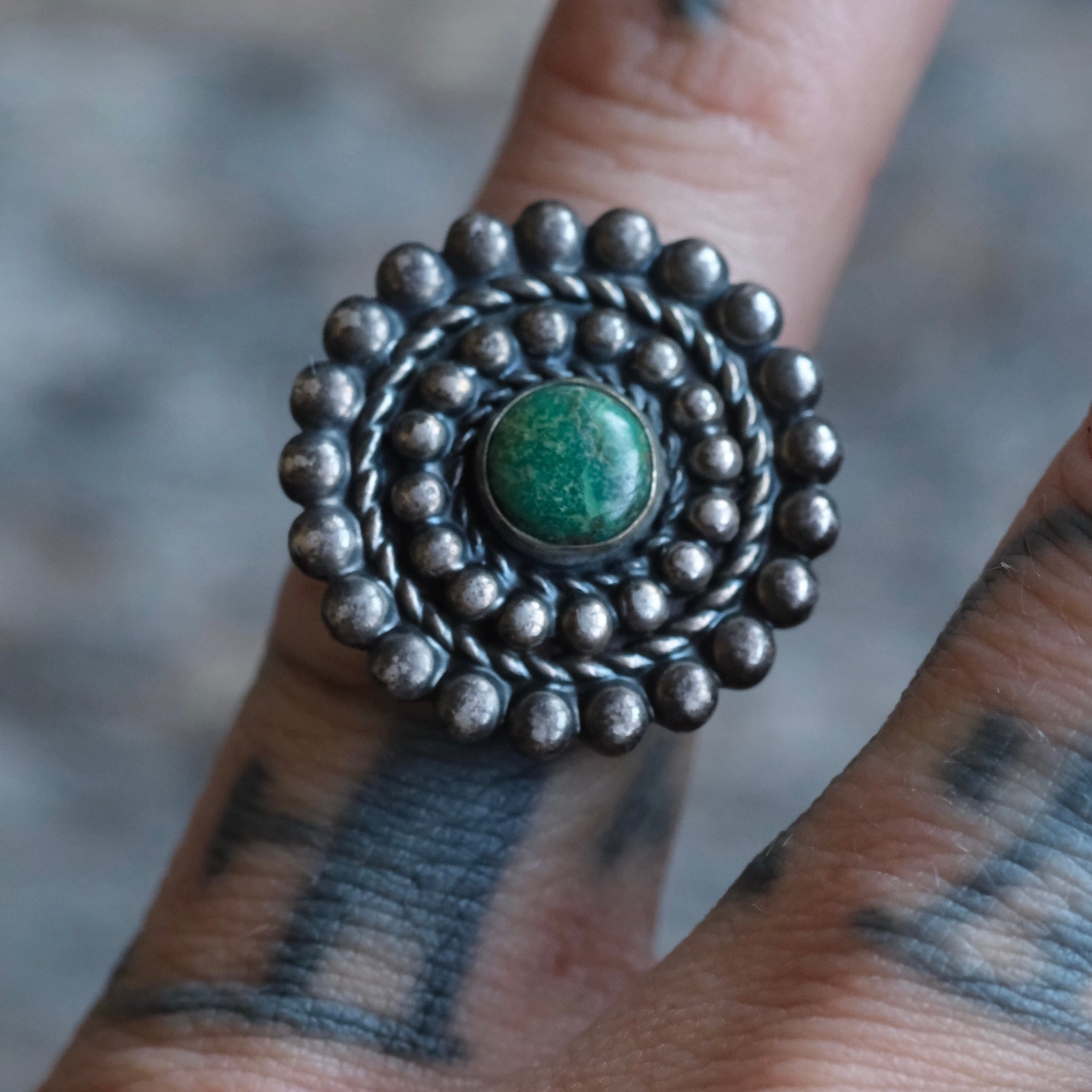 Vintage Sterling Turquoise Ring 4.75
