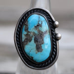 Vintage Sterling Turquoise Roper Ring 5.5