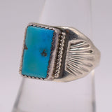 Vintage Sterling Turquoise Stamped Band Ring 8