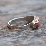 Vintage Sterling Coral Inlay Band 6.5