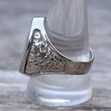 Vintage White Bronze Playboy Bunny Turquoise Ring 10.5